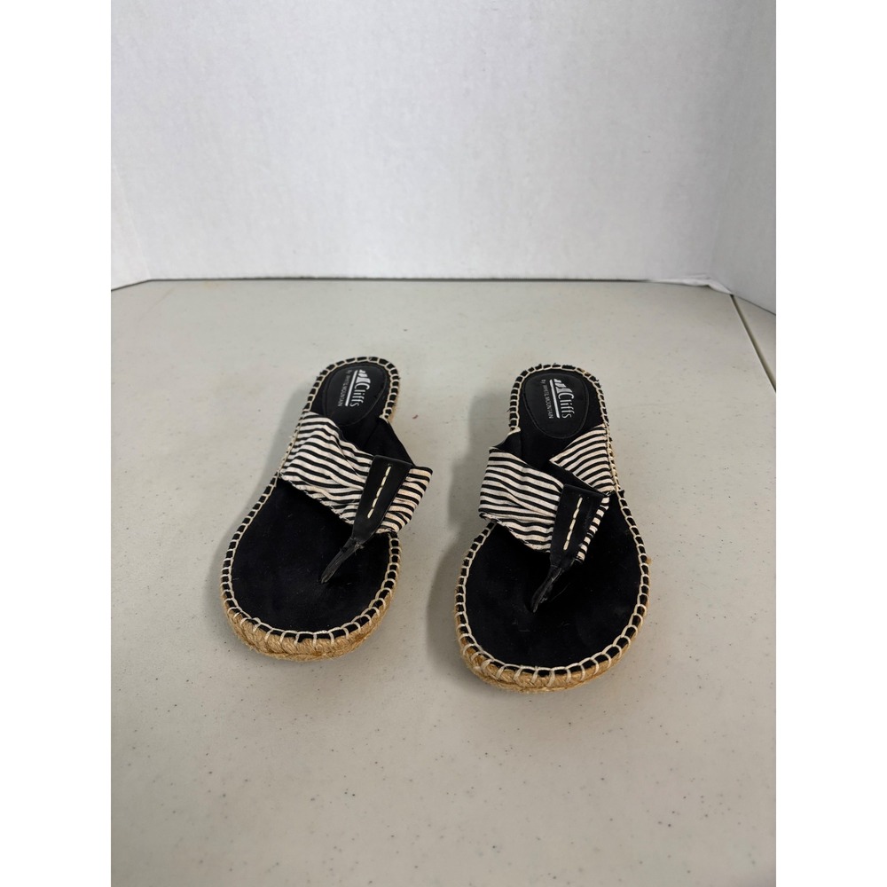 Cliffs by White Mountain Womens‎ Black White Espadrille Wedge Sandals 8.5M